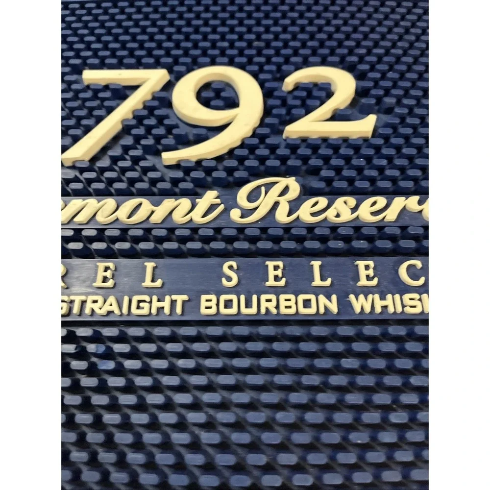 Ridgemont Reserve Bar Mat Blue 11x13 White Lettering Barrel Select Whiskey